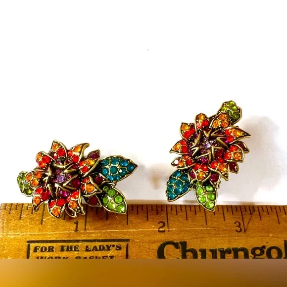 Heidi Daus 🆕 “Late Bloomer” Clip Earrings Swarovski - Picture 5 of 6